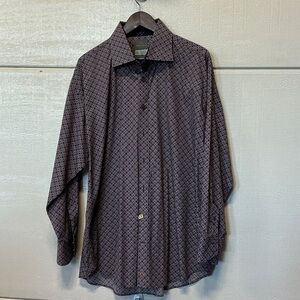 Men's Long-Sleeve Geometric Dress Shirt - Dark Burgundy